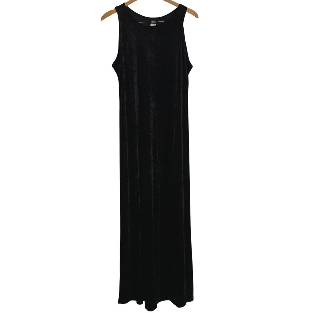 Eileen Fisher Womens Black Velvet Sleeveless Maxi Dress Made In USA, Size L - Picture 2 of 8